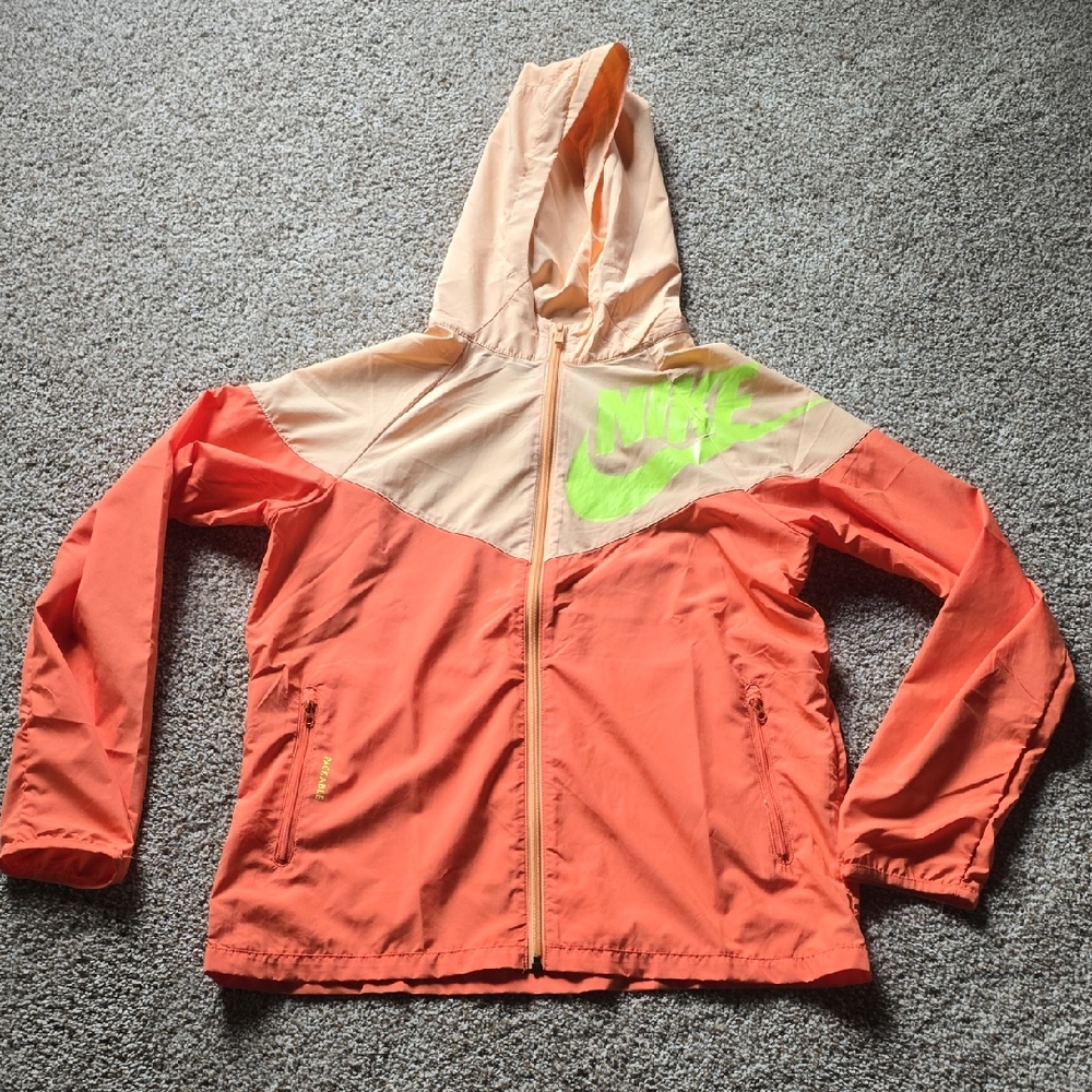 Nike Coral and Lime Windbreaker